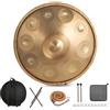 Zanefoo Handpan, Oro Handpan Strumento Musicale 22 Pollici 10 Note 432Hz Tongue Drum in Re Minore per Yoga, Meditazione con Bacchette da Borsetta, Supporto per Batteria, Straccio