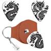 UNICRAFTALE 2 Plettri per chitarra con drago cinese, con elementi orientali, in acciaio inox, con custodia in pelle PU marrone, regalo di compleanno per chitarristi