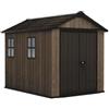Keter Casetta da Giardino Apex 759/975 Walnut, Effetto Legno Noce Naturale, Porte e Finestre Orientabili, 5,2 m², 230x287x246H cm