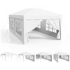 Kidsgigglz Gazebo 3x6, Tenda Impermeabile, Tendone Con Pareti Laterali, Tenda da Giardino Robusta con Picchetti, Gazebo con Corde di Fissaggio, UV50+, Tendoni Esterno per Feste-Matrimonio-Campeggio, Bianco