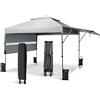 COSTWAY Gazebo Pieghevole da Giardino 3 x 3 m, Gazebo da Esterno con Design a Doppia Tenda, Design Pop Up e 4 Sacchetti di sabbia, Altezza Regolabile, Ideale per Feste, Giardino e Spiaggia (Bianco)