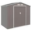 Outsunny Casetta da Giardino 2.5m² in Acciaio Zincato con Basamento e Prese d'Aria, Capanno Porta Attrezzi con Tetto Inclinato, Doppie Porte Scorrevoli Bloccabili, 213x130x185 cm, Grigio