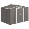 Outsunny Casetta da Giardino 4.9 m² con Fondazione, 4 Prese d'Aria e 2 Porte Scorrevoli, Capanno Porta Attrezzi in Lamiera d'Acciaio, 277x195x192 cm, Grigio