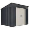 Wasabi - Casetta di Giardino in Metallo 4,6 m2 Stark - 236x238x203cm - Lucernario in Policarbonato - Grigio Antracite e Beige - Porta Scorrevole Doppia - Tetto Inclinato - Capanno di Giardino Esterno