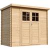 TIMBELA M310F+M310G Casetta da Giardino in Legno per Esterni con porta con serratura di alta qualità 239x144x200cm Rimessa Attrezzi Pavimento Trattato`
