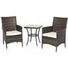 Outsunny Set Mobili da Giardino Rattan Set Arredamento Giardino 3pz Tavolo con 2 Sedie con Cuscini Marrone