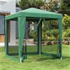 Homgoday Tenda da festa con 4 pareti laterali in rete verde 2 x 2 m HDPE gazebo per campeggio festa barbecue