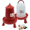 FINCA CASAREJO Set di mangiatoia e abbeveratoio con gambe per galline e altri uccelli - Mangiatoia e abbeveratoio Happy Chickens 16 kg e 10 litri - Plastica resistente - Include guida pratica per