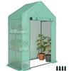 Outsunny Serra da Giardino con Porta Avvolgibile e Scaffale a 2 Ripiani, Serra per Orto con Struttura in Acciaio e Copertura PE, per Piante Orto Verdure Fiori Frutta, Anti UV, 143x73x195 cm, Verde