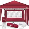 tillvex Gazebo 3x3m impermeabile | Gazebo pieghevole pop-up regolabile in altezza | Tenda da giardino protezione UV 50+ | Tenda Padiglione con borsa (Rosso - con 2 Laterali)