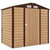 Outsunny Casetta da Giardino 1.9x1.3 m in Acciaio, Capanno Porta Attrezzi in Lamiera con Prese d'Aria e Catenaccio, Colore Quercia