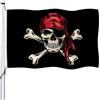 Aoihrraan Pirate Bandiera 80x120cm Doppio Lato Rosso Sciarpa Jolly Roger Creepy Cranio Crossbones Skeleton Flags Banner Per All'Aperto Giardino Casa Porch Halloween Party Decor Con 2 Robusti Grommets