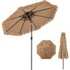 COSTWAY Ombrellone da Spiaggia 270 cm, Ombrellone Hawaiano in Paglia PE con 8 Stecche, Manovella Manuale, Inclinazione Regolabile, per Spiaggia, Patio (270 cm/0 Luci)