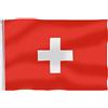 CARALL Bandiera Svizzera, Bandiera Nazionale Svizzera, Misura 145X90cm, Tessuto Poliestere Con Passante Per L'Asta (Switzerland)