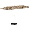 KOMFOTTEU Ombrellone da Giardino Doppio 4 x 2 m con LED, Rettangolare con Manovella e Base, Grande Impermeabile per Patio, Piscina, Balcone, Cortile