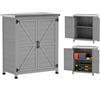 Outsunny Armadio da Esterno con Ripiano Interno e Banco da Lavoro Superiore in Acciaio Zincato, Armadio da Giardino in Legno di Abete, per Cortile e Balcone, 79x43x92 cm, Grigio