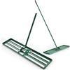 SOARS Rastrello Livellatore per Prato 170 cm, Raschietto Livellatore in Metallo Robusto con Manico Lungo e Spesso, Livellatrice per Terreno, Ghiaia, Orto ed Erbacce da Giardino (91 x 25 cm, Verde)
