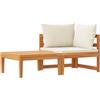 vidaXL Set Divani Giardino 2 pz Cuscini Bianco Crema in Legno d'Acacia