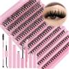 LOPHE Ciglia Finte Kit, 4 Pcs Set Ciglia Finte Extension con 200 Cluster Lashes Manga, Lunghezza Mista, Naturali Ciuffetti Estensione Ciglia Individuali, Adatto a Principianti e Fai Da Te