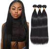 Gsoroel Straight Parrucche Capelli Veri Bundles Human Hiar Unprocessed Brazilian Virgin Human Hair Extensions #1B Natural Black Capelli Umani Bundle With Minimal Shedding For Women 14 16 18 Inch