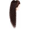 Ser Mulher Coda Capelli Extension Riccia, Lunga: 90 cm - Peso: 187 g con Coulisse Regolabile - Coda Finta Capelli, Voluminosa in Termofibra Naturale, Facile da Applicare, JACY, Dark Brown