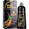 Jimklpy Shampoo Colorante Nero 500ml, Copre100% Dei Capelli Bianchi, Cura Del Colore Delicata Per Una Tinta Durevole E Lucida, Nutre E Rinforza I Capelli, Con Vitamine, Per Uomini E Donne, Hair Dye Shampoo