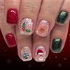 Nymora 24 Unghie Press On Natale Brillantini, Unghie Finte Corte con Fiocchi di Neve e Glitter Rosso-Verde, Unghie Artificiali Festive