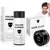 PCCMOT COS Cera in Polvere per Capelli Uomo 40g+ Cera Capelli Uomo 100g | Based Texture Powder, Polvere Volumizzante Capelli Uomo, Texture naturalmente soffice - Tenuta a Lunga Gurata