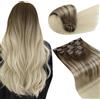 LaaVoo Extension Capelli Veri Clip, Balayage Marrone Chiaro con Biondo Chiaro, 45cm 120g 7pcs, Capelli Naturali, Lunga Durata, per Cerimonie Importanti, Colore BA8-59