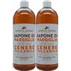 FEI FAN 2x Sapone Di Marsiglia Vegetale Per Mani, Viso e Corpo. Ideale Per Un Uso Frequente e Per Tutta La Famiglia 1000ml (CENERE VULCANICA)