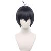 ZGNGLIZ Parrucca Cosplay anime per Blue Lock Bachira Meguru Cosplay parrucca capelli corti neri con cappuccio per parrucca (Isagi Yoichi)
