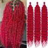 Saisifen Capelli All'uncinetto Ocean Wave per Donne Di Colore 3 Pezzi Estensioni Trecce Boho Goddess Capelli Sintetici Ricci per Trecce 61 CM(24 Pollici) #Rosso
