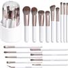 Generic RV Makeup Brushes18 pennelli sintetici di alta qualità, per fondotinta, fard, contouring, correttori, labbra, con porta pennelli, confezione regalo (bianco)