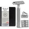 Rockwell Razors Rasoio di sicurezza regolabile a doppio bordo in acciaio inox 6S + 5 lame svedesi in acciaio inox