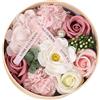 Grtheenumb Sapone floreale set in scatola regalo, saponi fantasiosi per donne rose rotonde vano da bagno scatola per donne nozze di San Valentino, stileb