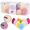 Generico Pack 10 Spugnette Trucco + 2 Spugne Disco Struccanti, Vegane Senza Lattice, con Scatola Portaoggetti, per Fondotinta, Cosmetici Bellezza, Cipria, Contenitore con Coperchio in Plastica Trasparente