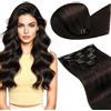 LaaVoo Extension Clip Capelli Veri, Castano Scuro, 45cm 120g 7pcs, Capelli Naturali, Lunga Durata, per Cerimonie Importanti, Colore 2