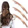 HINZIC 3 fermagli per capelli da donna, color oro rosa, con superficie liscia in metallo, 10,2 cm, fermagli francesi a molla, fermagli a molla, forcine per capelli da sposa, per ragazze, sottili,