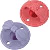 Nuby 3-D Sili Ciuccio Ciuccio con Manico Morbido e Due Fori Aria di Sicurezza, Confezione da 2, 0+ Mesi, Fiocco Viola e Fiori Rosa