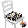 Surwin Rialzo da Sedia per Bambini, Teschio 3D Rialzo Sedia Bambini Cuscino Rialzo Cuscino per Sedia Regolabile Lavabile Smontabile con 2 Cinghie per Sedia da Pranzo (fiori,32x32x8cm)