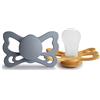 FRIGG Butterfly Confezione da 2 Ciucci | Ciuccio in Silicone | Senza BPA | Prodotto in Danimarca | Tettarella Anatomica | Great Gray/Honey Gold (Taglia 2 (6-18 Mesi))
