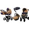 BabyLux® Bambini Passeggino Completo Set 4 in 1 - Largo - incl. Navicella, Canna, Seggiolino Auto, ISOFIX Base - Carrozzina Neonati Sistema Combinato - con Borsa fasciatoio ecc.