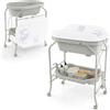 COSTWAY Fasciatoio con Vaschetta Bagnetto 2 in 1, Vasca da Bagno Pieghevole per Bambini, Fasciatoio con Materassino, Cestino Portaoggetti, Ruote con Freno, Portata 35kg+15kg (Grigio Chiaro)