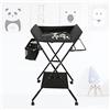 SHISHI Fasciatoio Portatile Pieghevole con Ripiano, Fasciatoio da Tavolo a Ruote, Fasciatoio Materassino Impermeabile e Lavabile, Regolabile in Altezza 92-98 cm, Protegge la Vita (Nero)