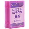 Iris Ohyama, Scatole Documenti A4, Cartelline Portadocumenti, Set da 4, Rosa, Capacità di 150 Fogli A4 Ciascuna, Impilabile con Maniglia e Chiusura di Sicurezza, Senza BPA, Cartella, PJC-A4