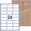 Avery Etichette adesive in carta bianca con adesivo rimovibile, 64x34mm, 25 fogli, 24 etichette per foglio, formato foglio A4, stampanti laser e inkjet o scrivibili a mano
