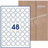 Avery Etichette adesive in carta bianca, rotonde diametro 30mm, 100 fogli, 48 etichette per foglio, formato foglio A4, adesivo permanente, stampanti laser e inkjet o scrivibili a mano