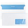 Netuno 1000 buste lettere lunghe bianche formato DL 11 x 22 cm 75g buste commerciali lunghe con stampa interna blu con finestra a destra taglio dritto busta americana bianca lunga per lettere