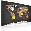murando - Pannello di Fibra con Puntine - Mappamondo 120x80 cm 1 Pezzo - Bacheca & Quadro su tela in un uno - Decorativo per Parete - Lavagna Grande per le Note Ufficio - Geografica Terra k-C-0048-v-a