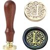 Ychostamp Kit di timbri per ceralacca, timbro per ceralacca per sigillatura iniziale, sigillo barocco in ottone da 25 mm, timbri con alfabeto con manico (lettera L)